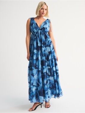 Abercrombie & Fitch Convertible Flowy Maxi Dress - Blue Floral